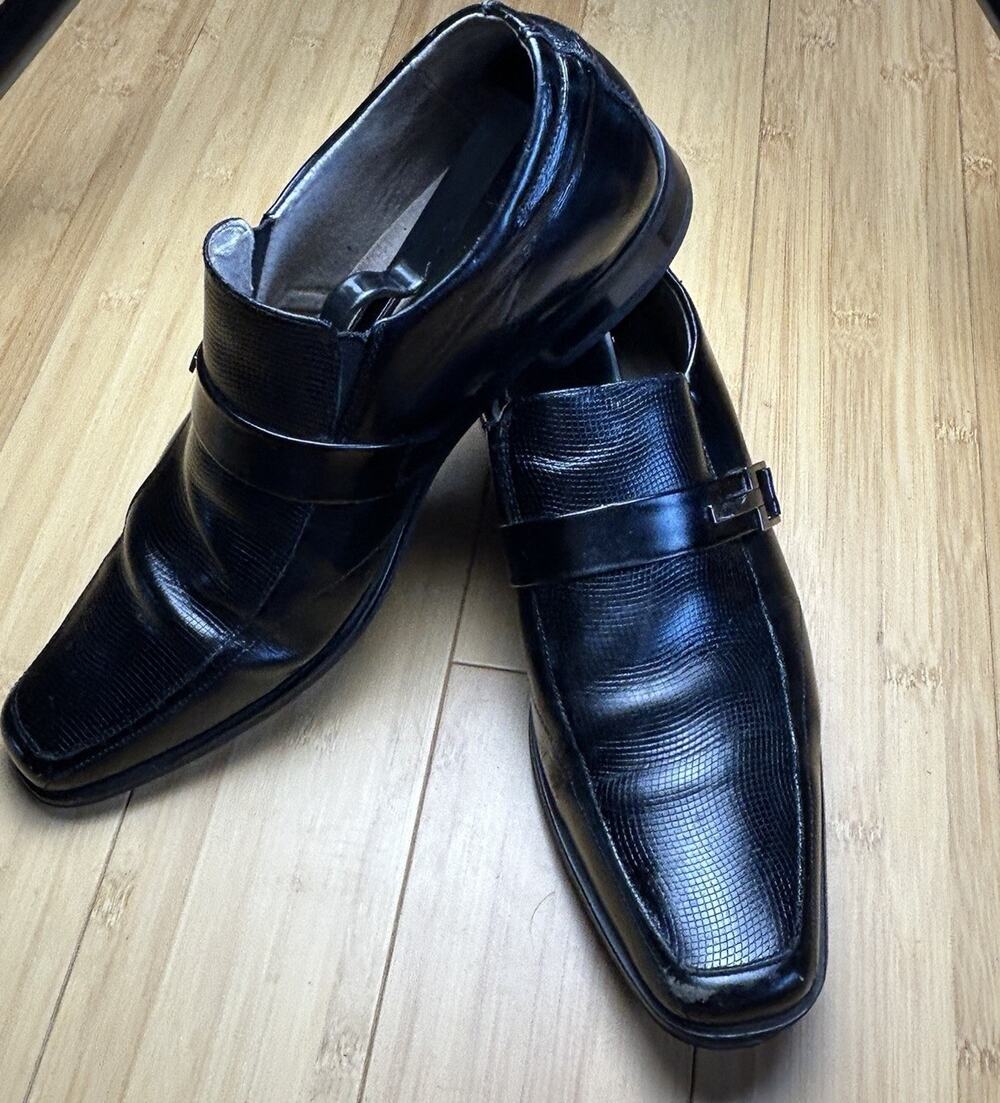 Stacy Adams Madison Monk Strap Dress Shoes Black Leather Square Toe Men 8.5M